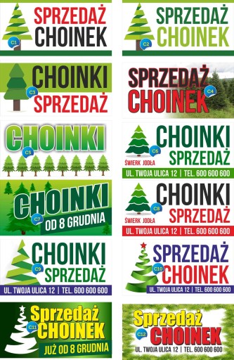 Baner Reklamowy Choinki 2x1m - Projekt Gratis Reklama choinek sprzedaż C44