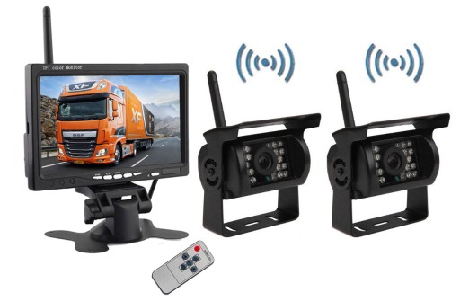 KAMERA COFANIA BEZPRZEWODOWA 12/24V MONITOR 7 CIĄGNIK KOMBAJN TIR BUS A4O