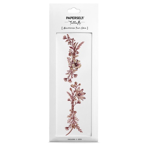 Tatuaż zmywalny wodny PAPERSELF BURGUNDY GARDEN 2sz Kwiaty