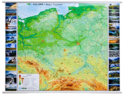 POLSKA MAPA ŚCIENNA FIZYCZNA GEOGRAFICZNA XXL 1:500 000 RURKI PCV