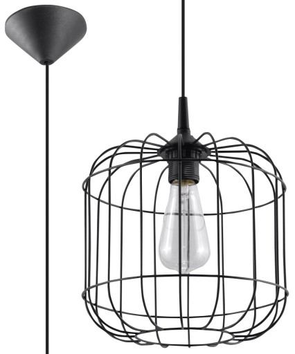 CELTA Loft Design Nowoczesna Lampa Wisząca Czarna