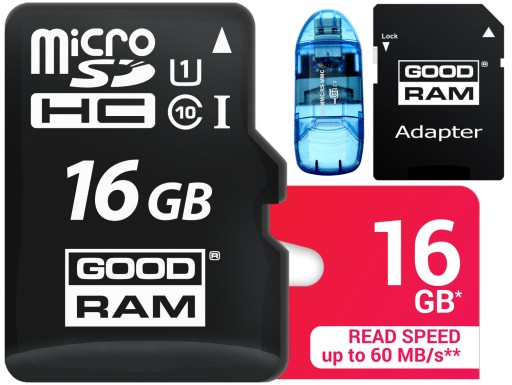GOODRAM KARTA MICRO 16GB CLASS 10 UHS + CZYTNIK SD