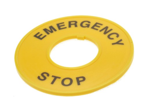 Tabliczka ostrzegawcza EMERGENCY-STOP 60mm, fi22mm