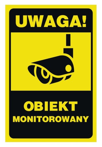 Naklejka uwaga obiekt monitorowany DE11 15x20 cm