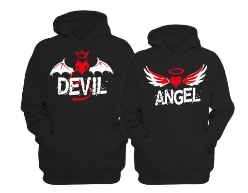 bluzy dla par z kapturem DEVIL i ANGEL roz.XL