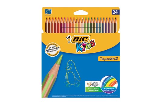 KREDKI OŁÓWKOWE SZKOLNE BIC TROPICOLORS 24 SZT k6o