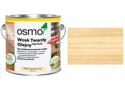 Olej OSMO 3062 WOSK TWARDY OLEJNY Matowy 0,125l