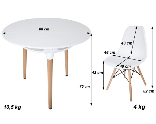 Zestaw STÓŁ OKRĄGŁY śr. 80 cm + 4 KRZESŁA KOLORY