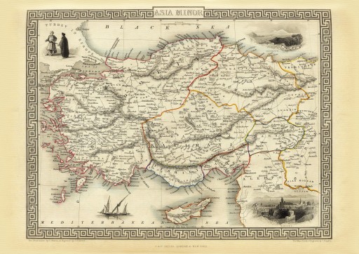 AZJA MNIEJSZA ANATOLIA mapa ilustrowana 1851 r.