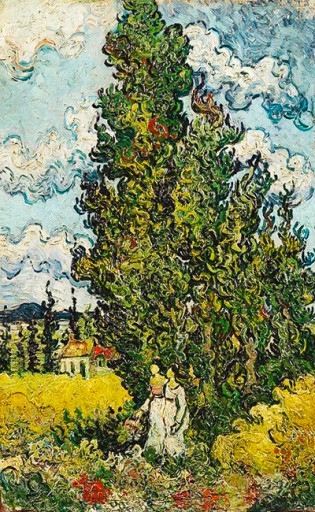 van Gogh - Cypresses, 25x40, OBRAZ NA PŁÓTNIE