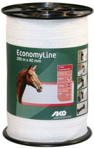 TAŚMA AKO PASTUCH DLA KONI 200 MB / 40 MM BIAŁA