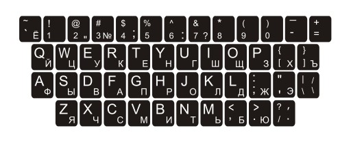 Naklejki na klawiaturę QWERTY + CYRYLICA 11x13 mm