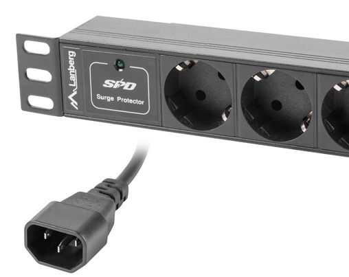 LISTWA RACK 10'' 1U 10A 3X SCHUKO 2M CZARNA C14
