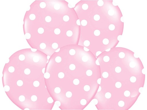 Duże Balony 30cm Jasne Różowe W Białe Kropki