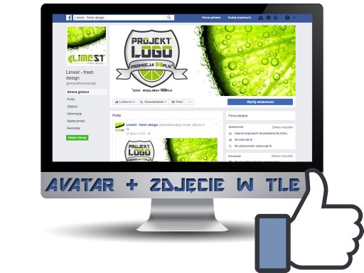 FACEBOOK FANPAGE grafika projekt avatar+ zdj w tle