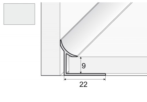 Profil wewnętrzny A96 - 100cm/10mm ALUMINIUM NATU