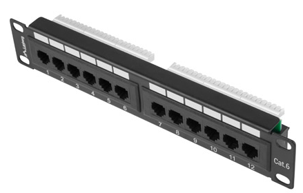 PATCH PANEL 12x 10'' 1U KAT.6 UTP czarny LANBERG