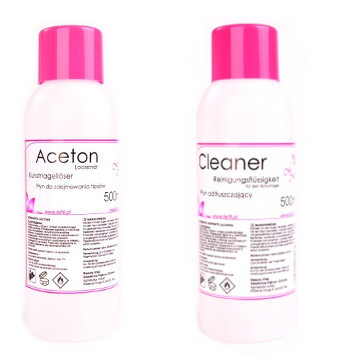 ACETON KOSMETYCZNY500ml+CLEANER ODTŁUSZCZACZ 500ml