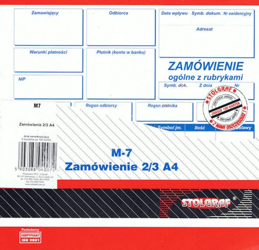 Druk Stolgraf Zamówienie 2/3 A4 M7 14583