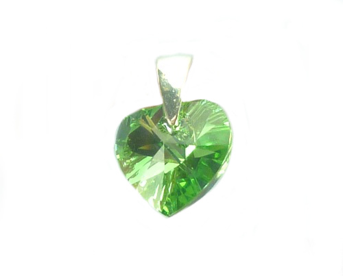 Wisiorek SERCE 10 kr Swarovski PERIDOT AB srebro