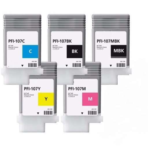 5X TUSZ PFI-107 cmyk do Canon IPF770 IPF780 IPF785