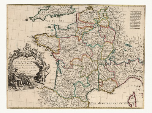 FRANCJA bogato zdobiona mapa Senex 1721