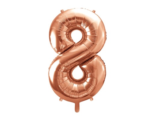 Balon foliowy CYFRA 8 różowo złoty 86cm ROSE GOLD