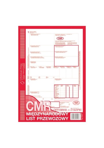DRUK CMR MIĘDZYNARODOWY LIST PRZEWOZOWY ORG+3KOPIE
