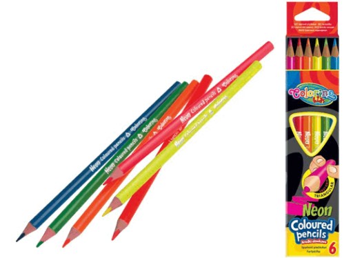 trójkątne KREDKI neonowe - 6 kol - COLORINO