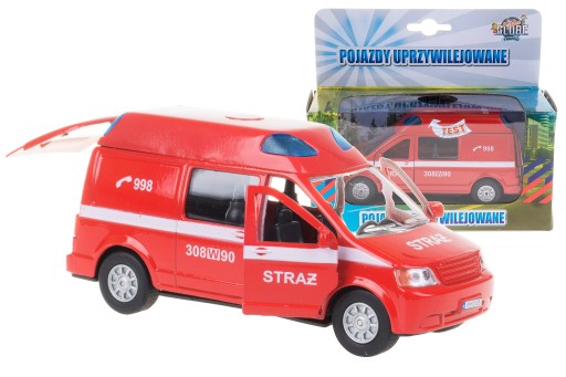 STRAŻ POŻARNA VAN METALOWA DŹWIĘK ŚWIATŁO WÓZ !!!
