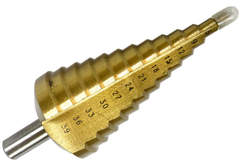 WIERTŁO STOŻKOWE STOPNIOWE TYTANOWE HSS 4-39 mm