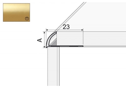A53 Listwa krawędziowa owalna 10mm ZŁOTO 200cm