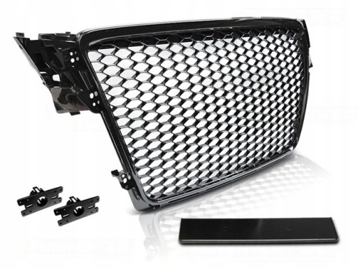 GRILL AUDI A4 B8 RS-STYLE 08-11R BLACK POŁYSK