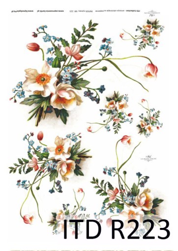 Papier RYŻOWY R0223 z włoskami A4 decoupage
