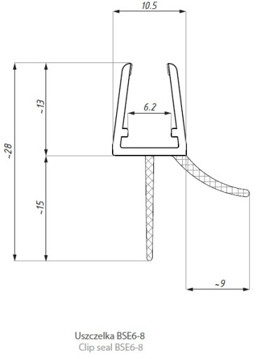 Uszczelka kabin kabiny prysznicowej 62cm BSE 6-8