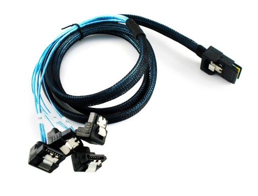 Kabel Kątowy mini SAS SFF-8087 - 4x SATA 1M