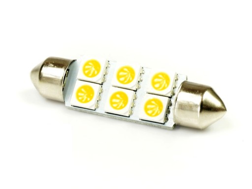 C5W 6 LED ŻARÓWKA SMD 5050 BIAŁA CIEPŁA 39 mm