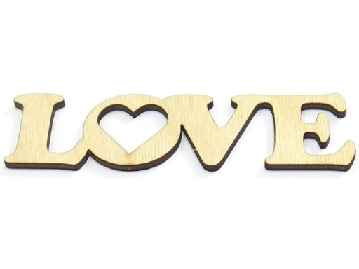 DECOUPAGE DREWNIANY NAPIS LOVE SKLEJKA 3mm DK49