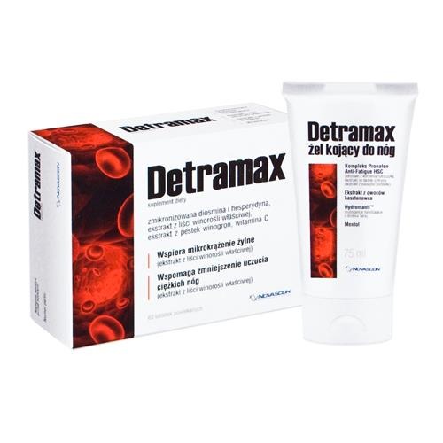 DETRAMAX 60 tabl +ŻEL 75ml GRATIS ŻYLAKI KRĄŻENIE