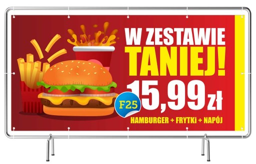 Solidny Baner Reklamowy 3x1m Hamburger SZYLD