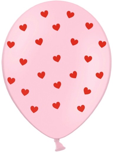 BALON BALONY RÓŻOWE W CZERWONE SERCA SERDUSZKA WALENTYNKI WESELE DUŻE 1szt
