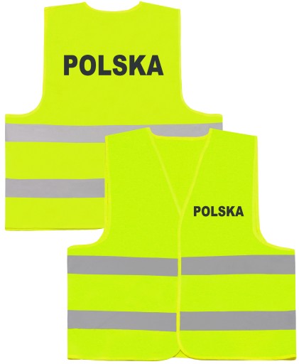 KAMIZELKA OSTRZEGAWCZA BHP NAPIS POLSKA ODBLASKOWY