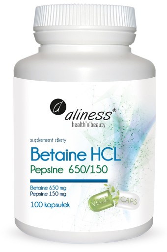 Betaine HCL + Pepsyna 650/150mg - 100kaps Aliness