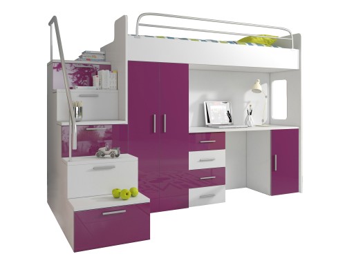 Двоярусне ліжко Just Meble Raj 4S 254 х 120 см біло-чорне