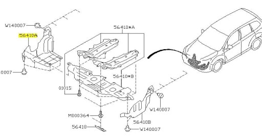56410SG020 - ЗАХИСТ ДВИГУНА ПРАВИЙ SUBARU FORESTER ORIGI 12-