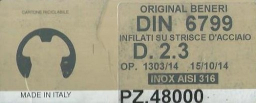 УСТАНОВОЧНЫЕ ПЛАСТИНЫ BENERI - КОЛЬЦА D 2,3 DIN 48 000 злотых.