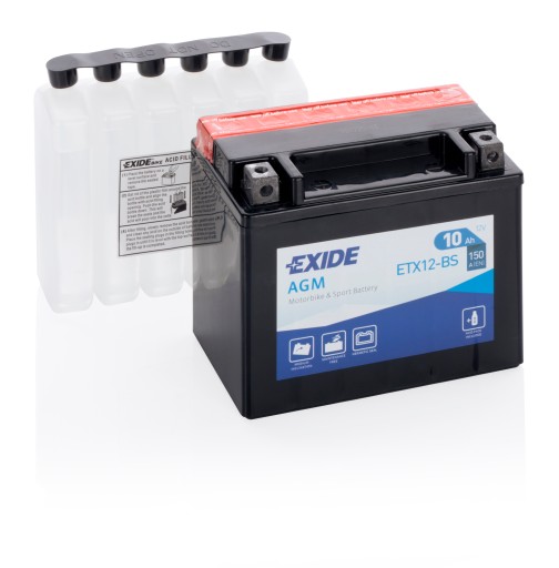 ETX12-BS - АККУМУЛЯТОРНАЯ БАТАРЕЯ MOTOBIKE EXIDE AGM ETX12-BS 10AH 150A