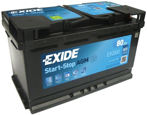 АКУМУЛЯТОР EXIDE EK800 12V 80AH P + AGM START-STOP