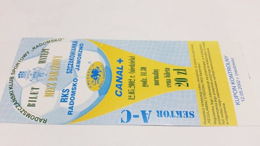 Квиток RKS RADOMSKO - GARBARNIA Jaworzno 12/05/2002
