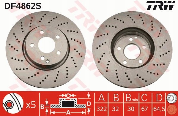 DISQUES SABOTS DE FREIN TRW AVANT - MERCEDES C W204 322MM photo 2 - milautoparts-fr.ukrlive.com